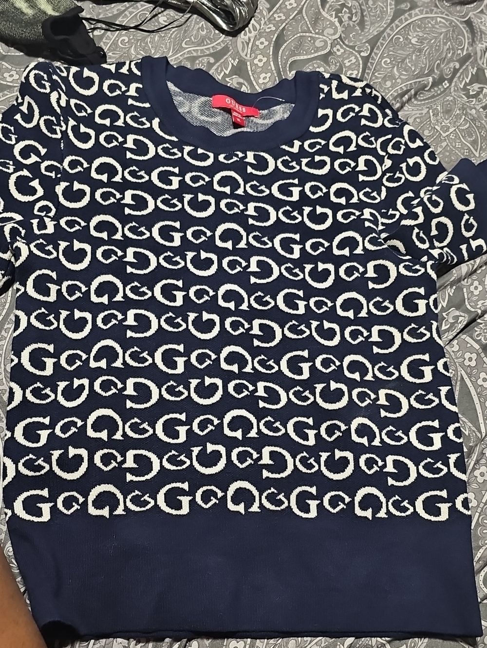 Womens  Patterned Sweater - Designer Logo Knit
